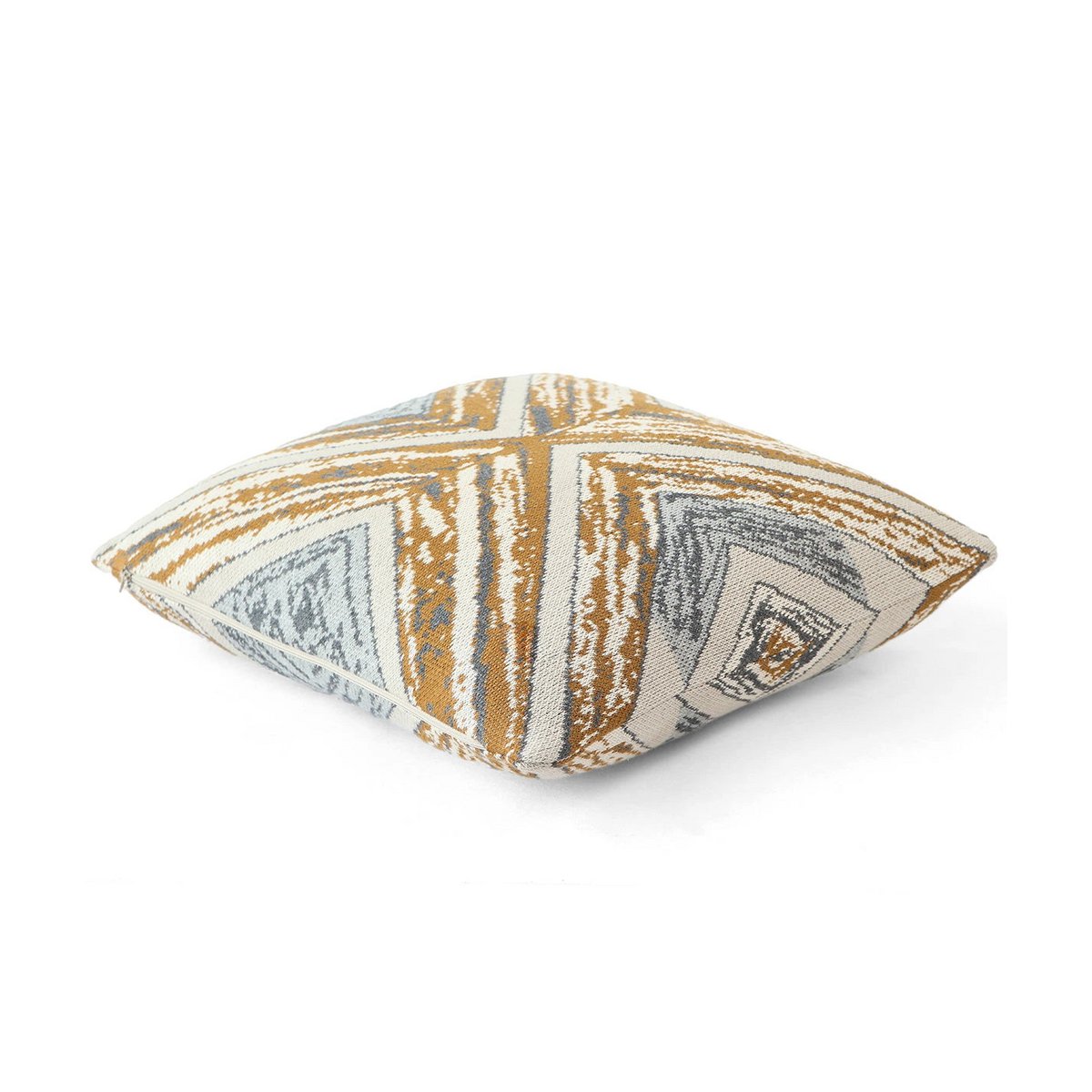 Melvra kussenhoes 45x45 cm, geometrisch patroon in bruin en grijs, Urbane Hide