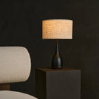 Jacob Zwarte Tafellamp Met Beige Kap, Tavellio