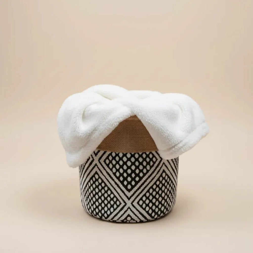 Urbane Hide GeoWeave opbergmand katoen en jute, zwart wit, Ø30 x 25 cm