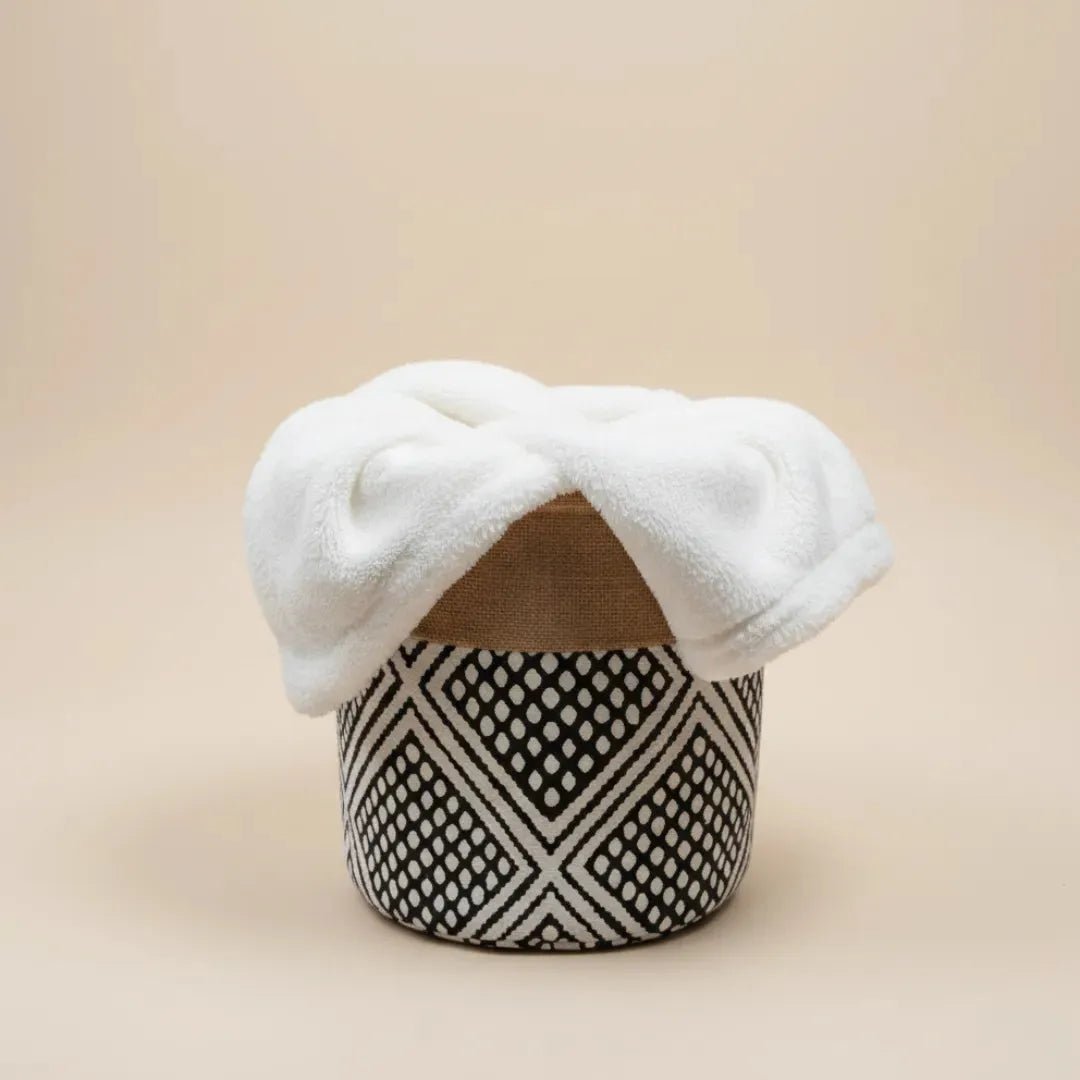 Urbane Hide GeoWeave opbergmand katoen en jute, zwart wit, Ø30 x 25 cm