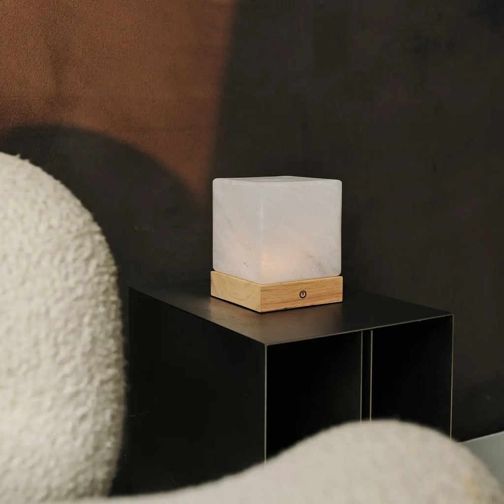 Yce Draadloze Houten Tafellamp Lichtbruin, Dimbaar, USB C