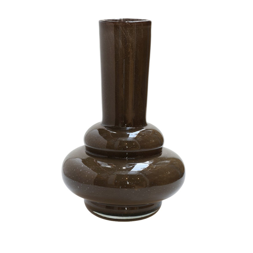 Bolombo Elite vaas, donkerbruin glas met luchtbellen, Vase The World