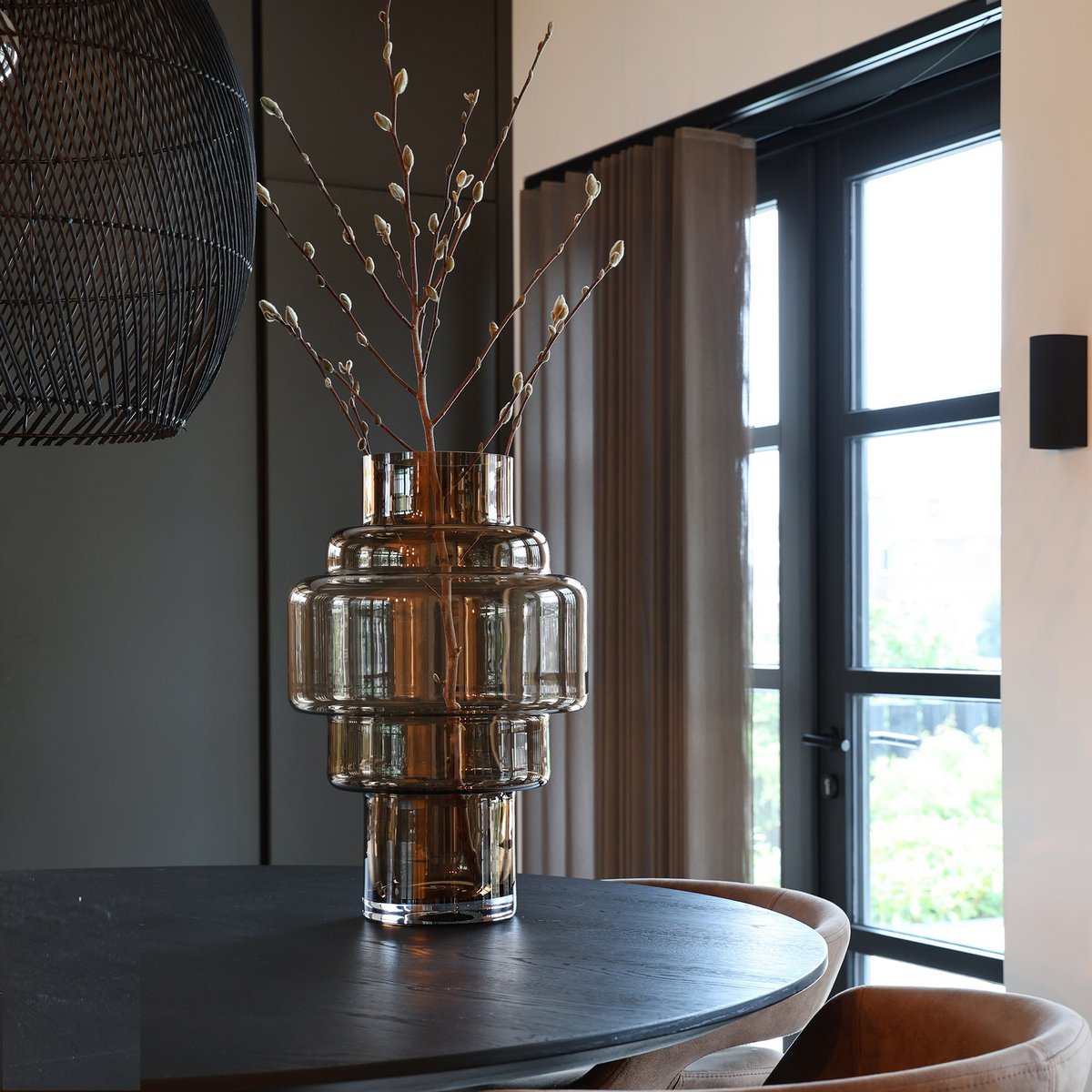 Kasai vaas cognac, mondgeblazen glas, Vase The World