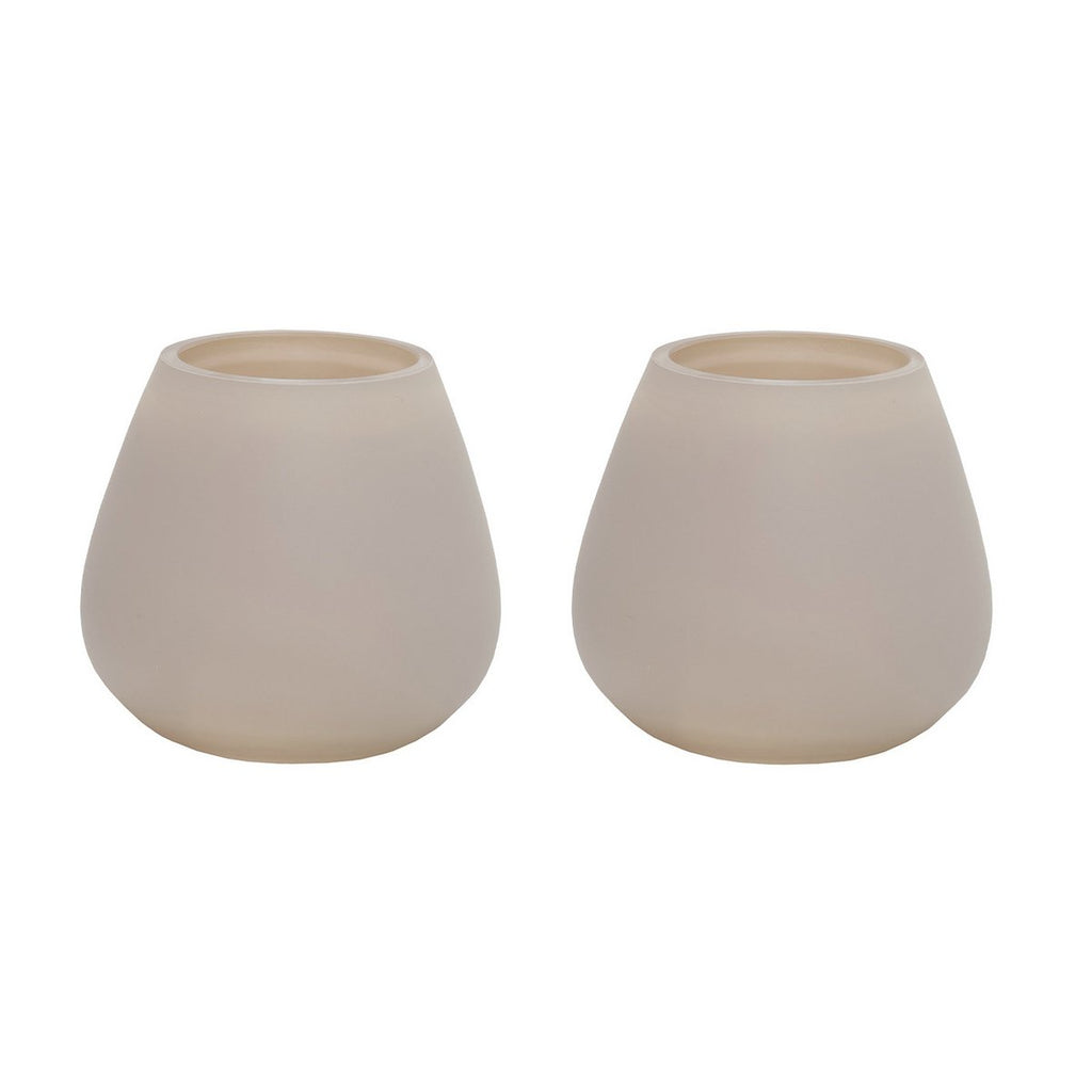 Vase The World waxinelichthouder Tasman XS matte ivory, glas, set van 2, Ø12 x 11,5 cm