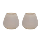 Vase The World waxinelichthouder Tasman XS matte ivory, glas, set van 2, Ø12 x 11,5 cm