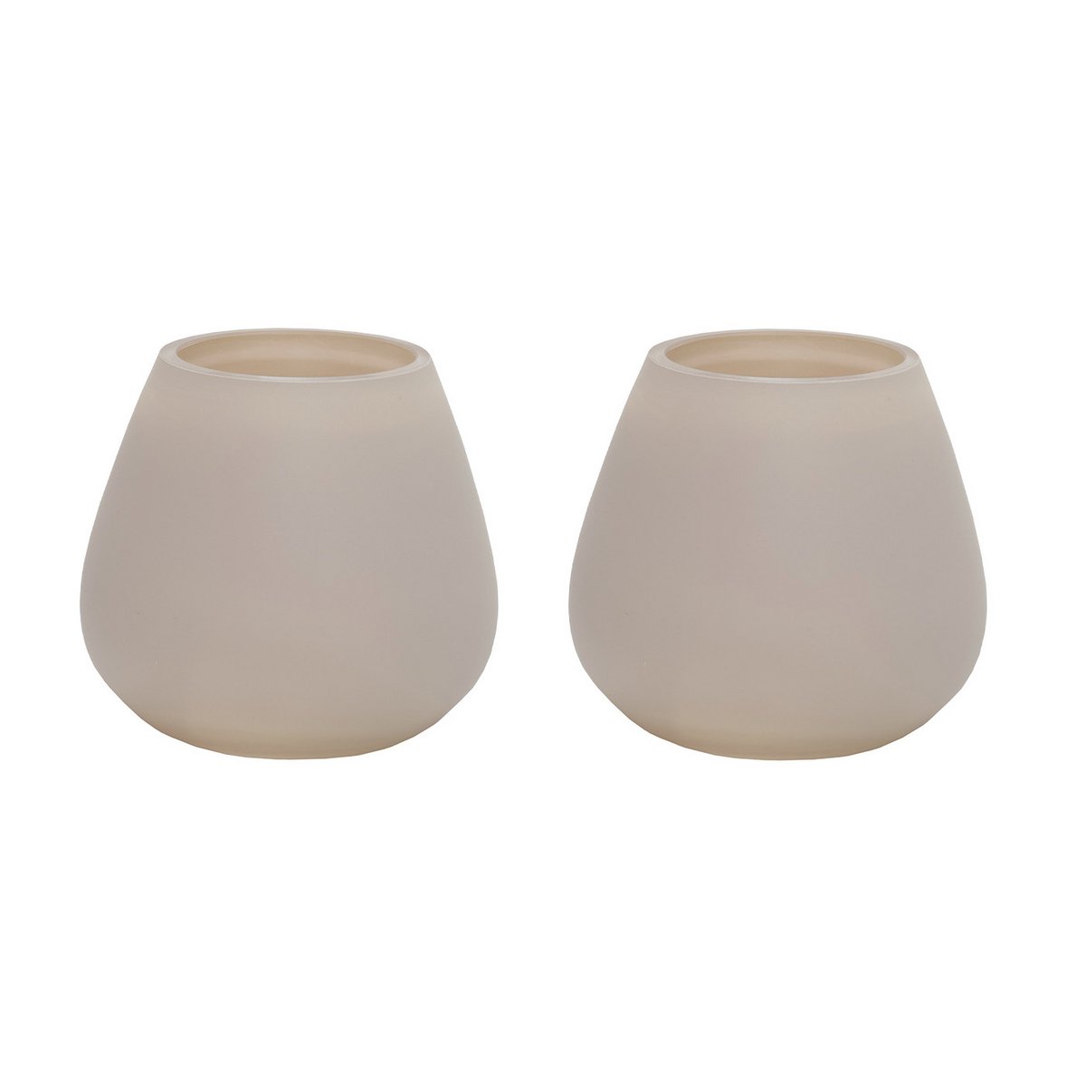 Vase The World waxinelichthouder Tasman XS matte ivory, glas, set van 2, Ø12 x 11,5 cm