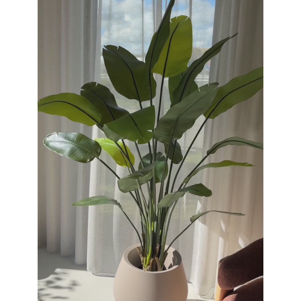 Strelitzia kunstplant 180 cm, grote kunstplant met realistische bladeren