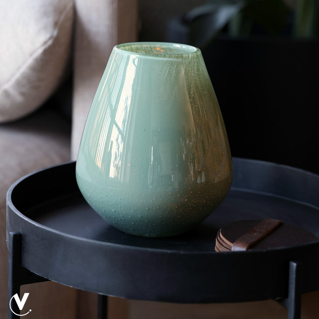Tasman Elite vaas S, H20 cm Ø18 cm, groen glas met luchtbellen, Vase The World