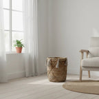 Urbane Hide TasselCraft jute opbergmand met kwastjes, naturel bruin, Ø25 x 30 cm