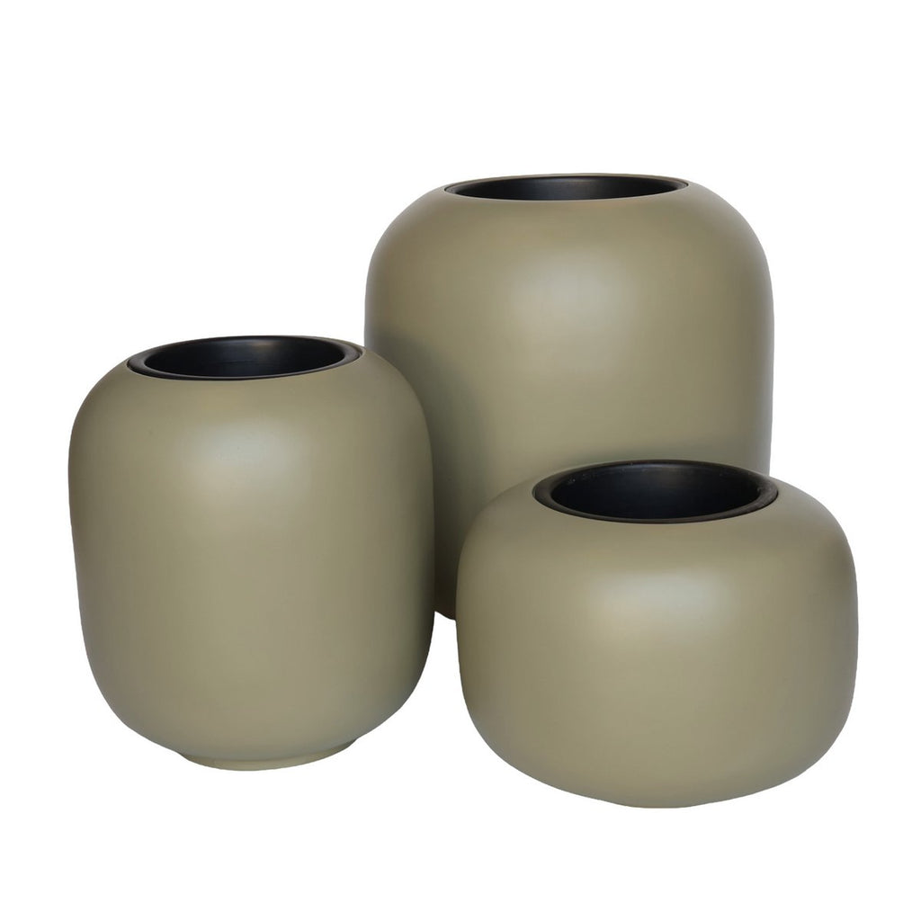 Plantenpot Lampang Pebble Grey, Met Uitneembare Binnenpot,  Ø33 x H36,5 cm /of/ Ø43,5 x H48 cm, Vase The World