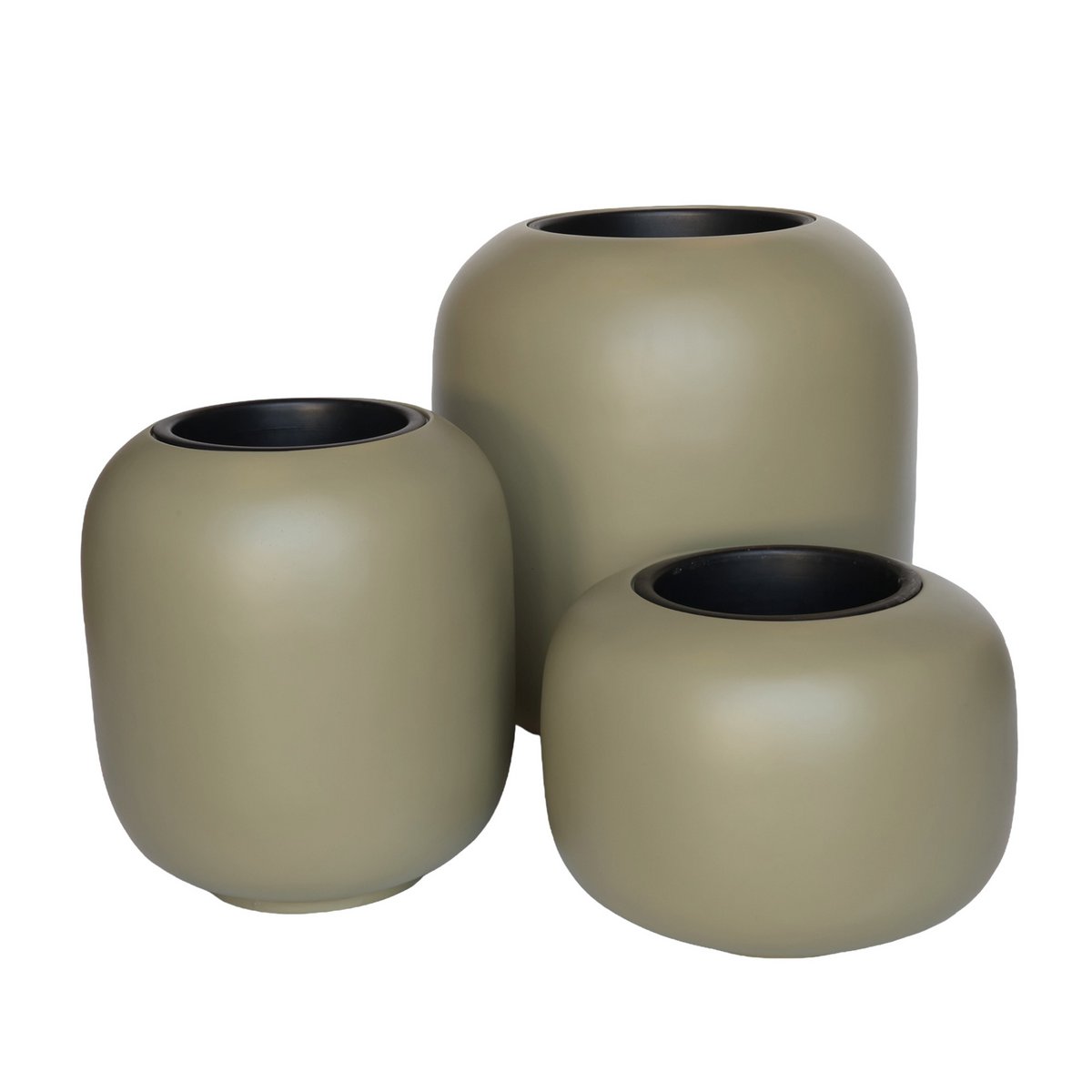 Plantenpot Lampang Pebble Grey, Met Uitneembare Binnenpot,  Ø33 x H36,5 cm /of/ Ø43,5 x H48 cm, Vase The World