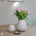 Vase The World waxinelichthouder Tasman XS ivory, glas, set van 2, Ø12,5 x 11,5 cm