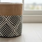 Urbane Hide GeoWeave opbergmand katoen en jute, zwart wit, Ø30 x 25 cm