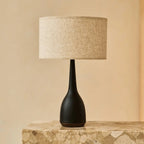 Jacob Zwarte Tafellamp Met Beige Kap, Tavellio