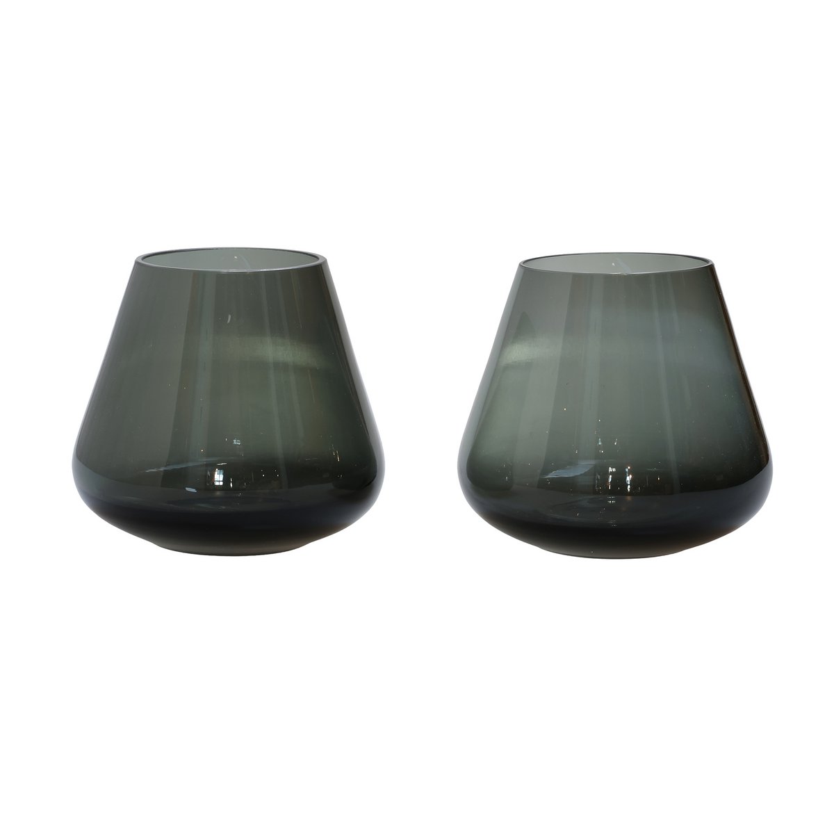 Vase The World waxinelichthouder Tasman XS grey, glas, set van 2, Ø13,5 x 12 cm