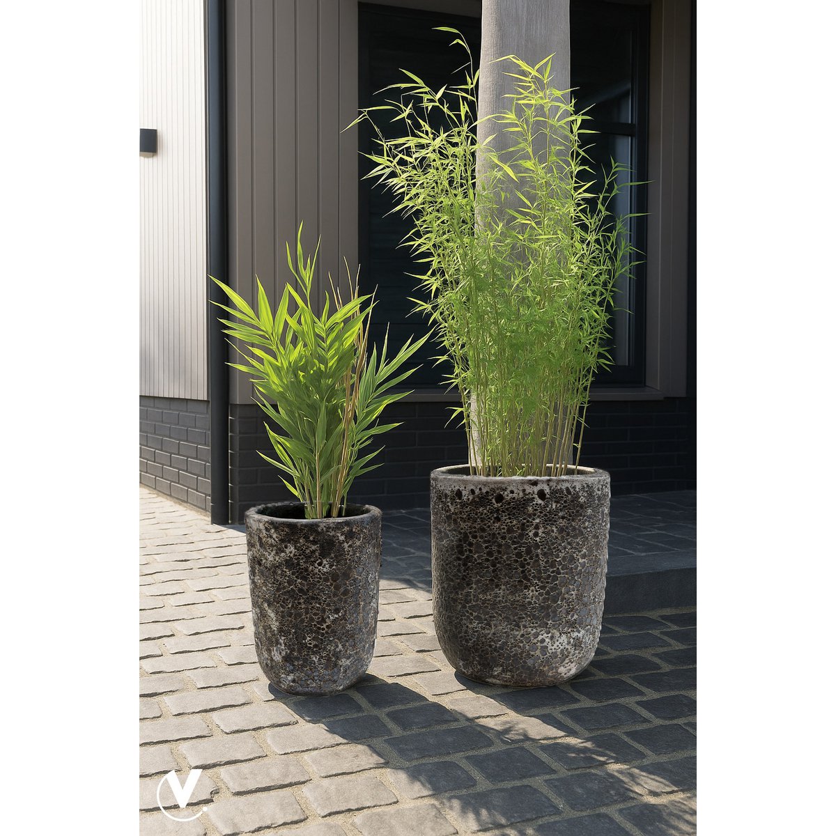 Plantenpot Fuji Relic Black, Set van 2, Ø36 en Ø26 cm