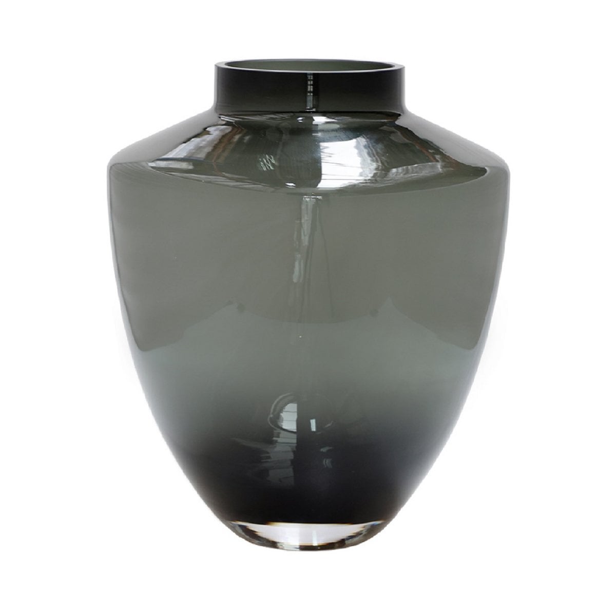Tugela vaas grey, H29 cm Ø24,5 cm, mondgeblazen glas, Vase The World