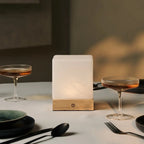 Yce Draadloze Houten Tafellamp Lichtbruin, Dimbaar, USB C