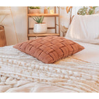 Brunetta kussenhoes 45x45 cm, gevlochten breisel in auburn katoen, Urbane Hide