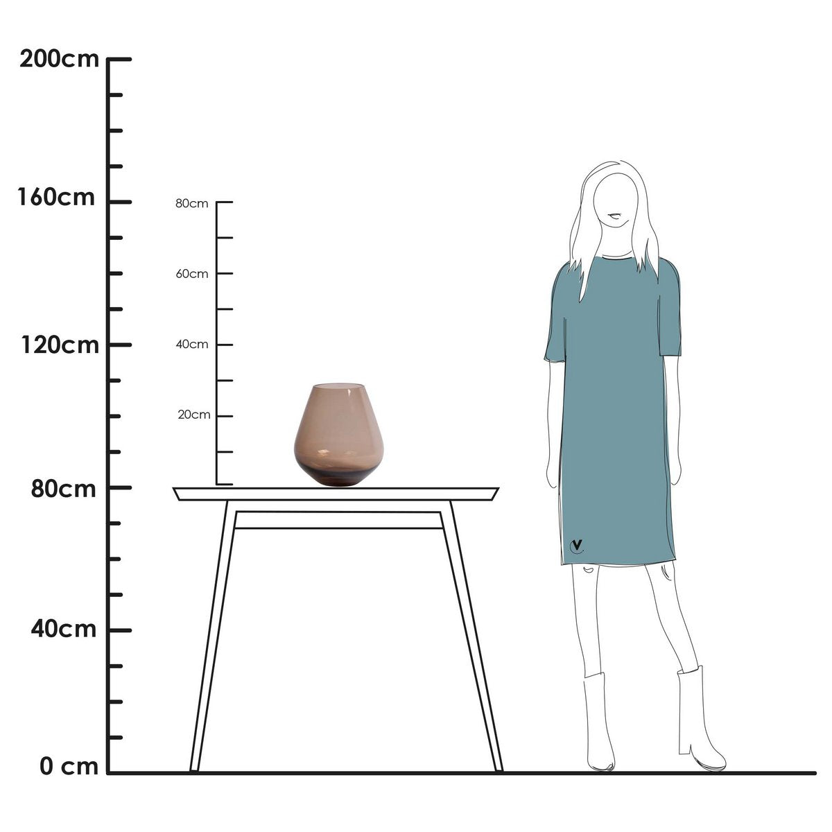 Tasman vaas taupe, mondgeblazen glas, Vase The World