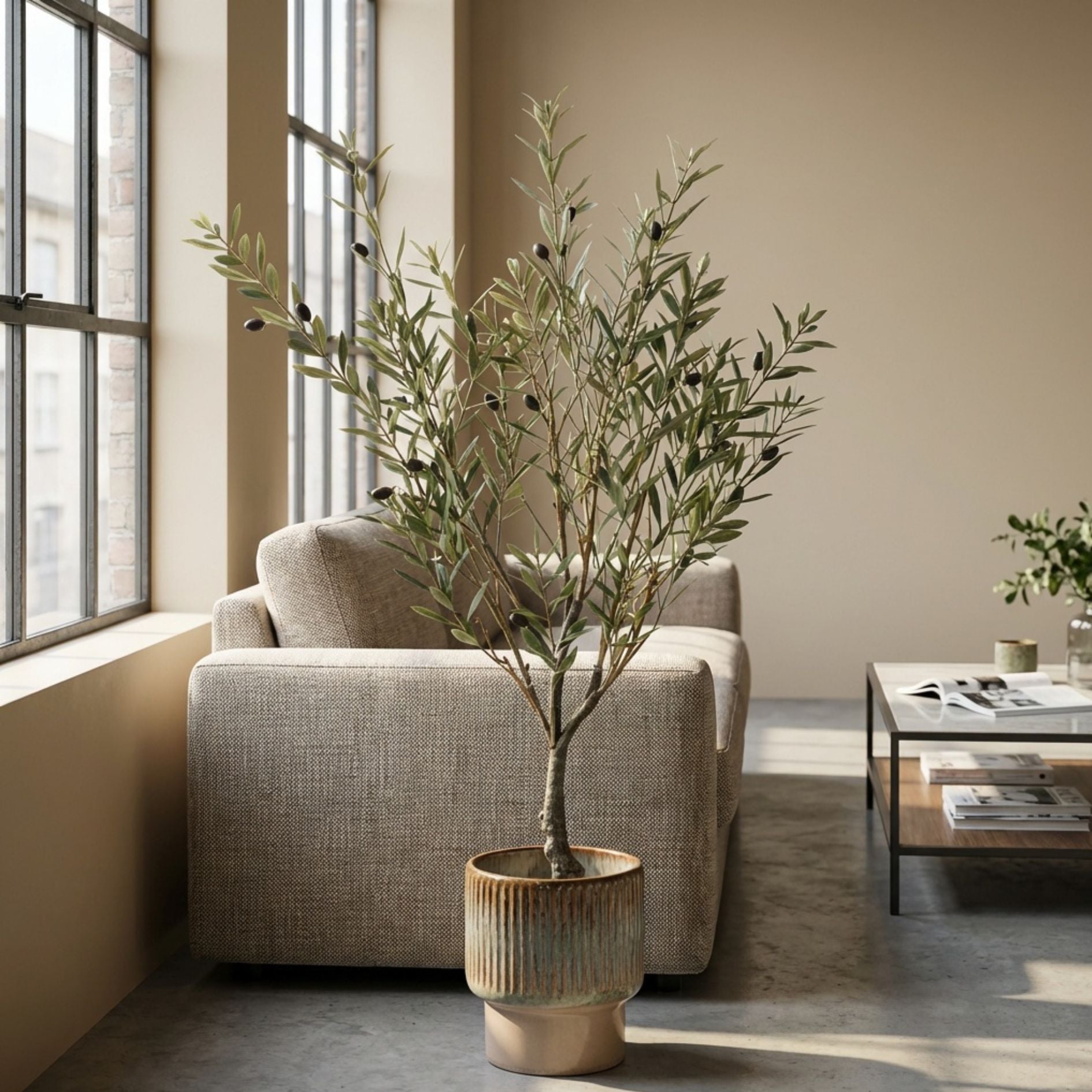 Artificial Olive Tree In Pot - Artificial Plant - Uv - 90 Cm