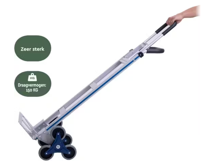 Professionele Trappensteekwagen | Aluminium | 150 kg Draagvermogen | 6 TPR Wielen | Lichtgewicht Traploper