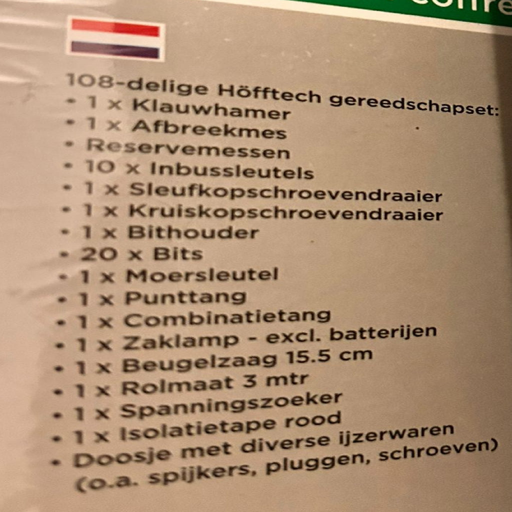 Hofftech Professionele Gereedschapsset | 108-Delig | Complete Verhuisuitrusting in Handige Koffer | Kwaliteit & Veelzijdigheid