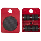 Professionele Meubelroller Set | 5-Delig | Rood | Complete Verhuisoplossing | 4 Rollers & Hefboom voor Zware Meubels