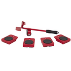 Professionele Meubelroller Set | 5-Delig | Rood | Complete Verhuisoplossing | 4 Rollers & Hefboom voor Zware Meubels