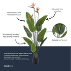 Strelitzia With Flowers – 120 Cm – In Black Pot – Artificial Plant