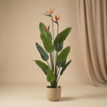 Strelitzia With Flowers – 120 Cm – In Black Pot – Artificial Plant