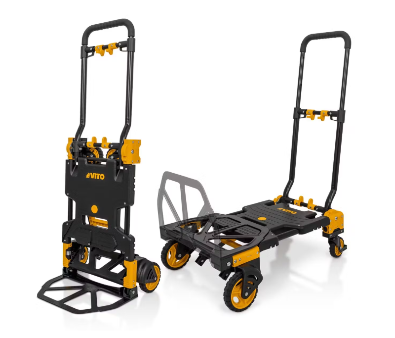 Vito 2-in-1 Professionele Handwagen | 137 kg Draagvermogen | Steekwagen & Trolley | Zwart | Compact & Veelzijdig