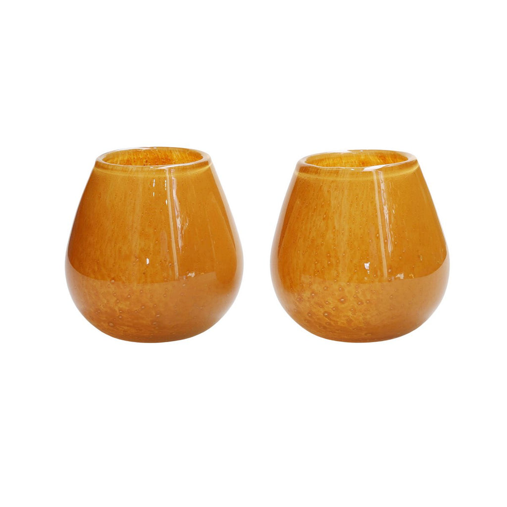 Vase The World waxinelichthouder Tasman Elite XS yellow, glas, set van 2, Ø12,5 x 11,5 cm