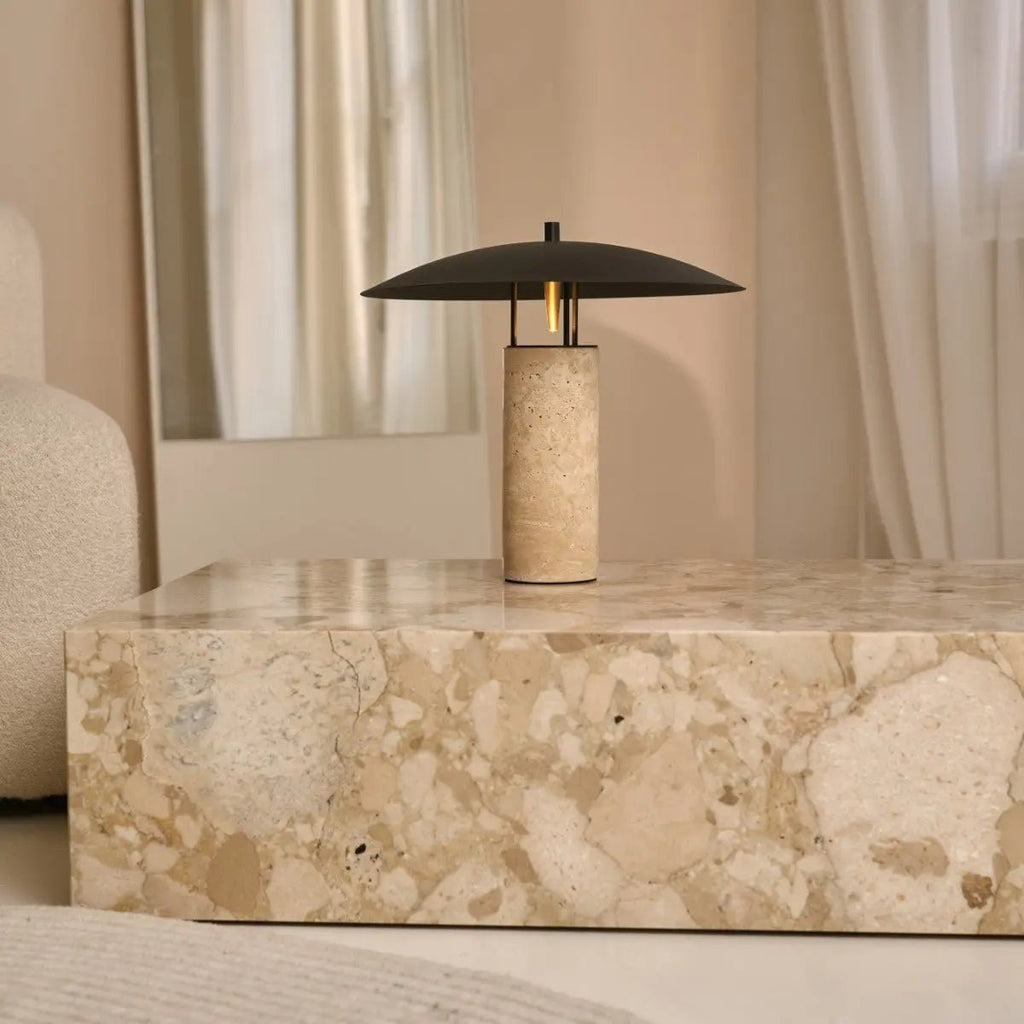 Nicolaas Travertine Tafellamp, Travertijn en Metaal, Tavellio