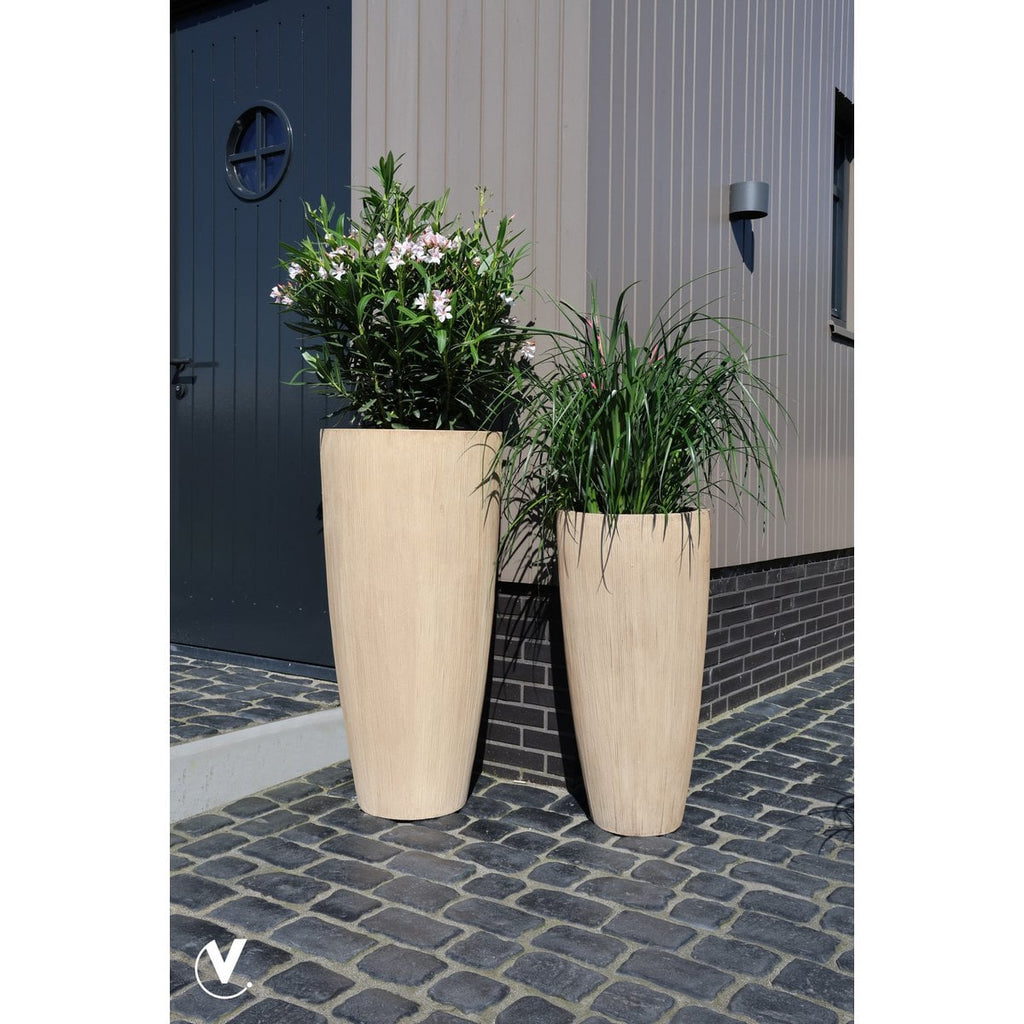 Plantenpot Java Stripe Beige, Hoog Model, Ø38 x H80 cm /of/ Ø47 x H100 cm, Vase The World