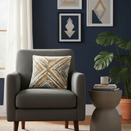 Melvra kussenhoes 45x45 cm, geometrisch patroon in bruin en grijs, Urbane Hide