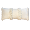 Fravora lumbalkussenhoes 35x75 cm, crème katoen met franjes en textuur, Urbane Hide