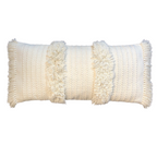 Fravora lumbalkussenhoes 35x75 cm, crème katoen met franjes en textuur, Urbane Hide