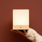 Yce Draadloze Houten Tafellamp Lichtbruin, Dimbaar, USB C