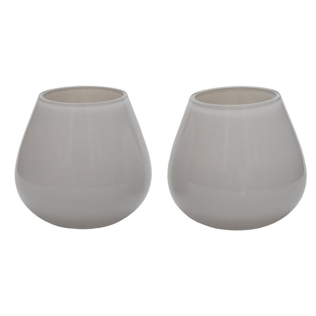 Vase The World waxinelichthouder Tasman XS ivory, glas, set van 2, Ø12,5 x 11,5 cm