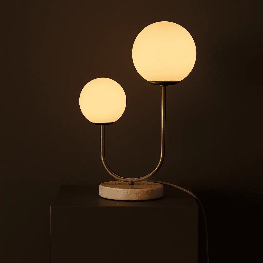 Giorgia marmeren tafellamp met gouden details en 2 lichtpunten, Ø27 x 45 cm