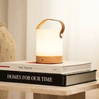 Avery lichtbruine oplaadbare houten tafellamp, snoerloos en dimbaar, Ø12 x 21 cm