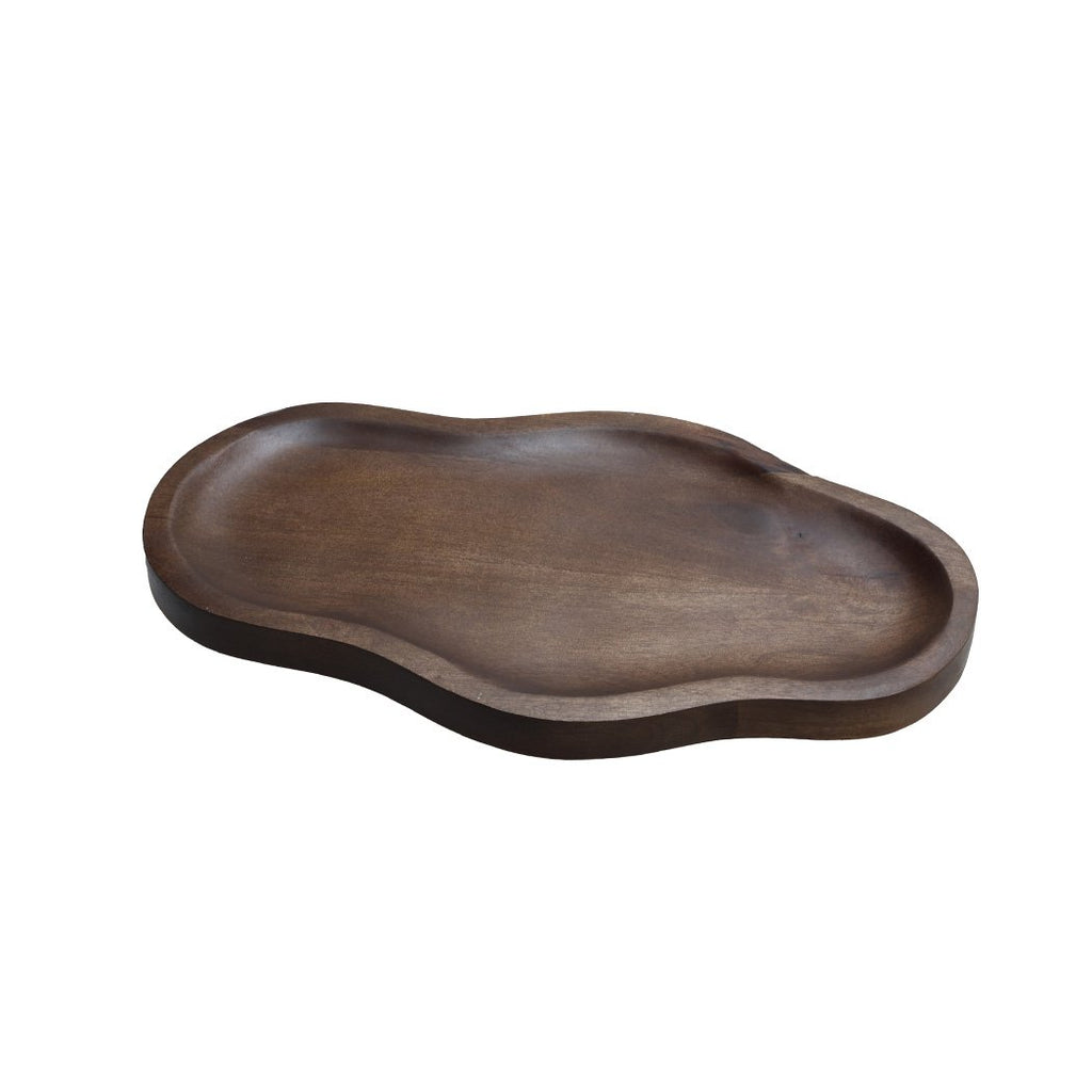 Vase The World dienblad Bauru walnut, houten serveer en decoratie tray (S of M)