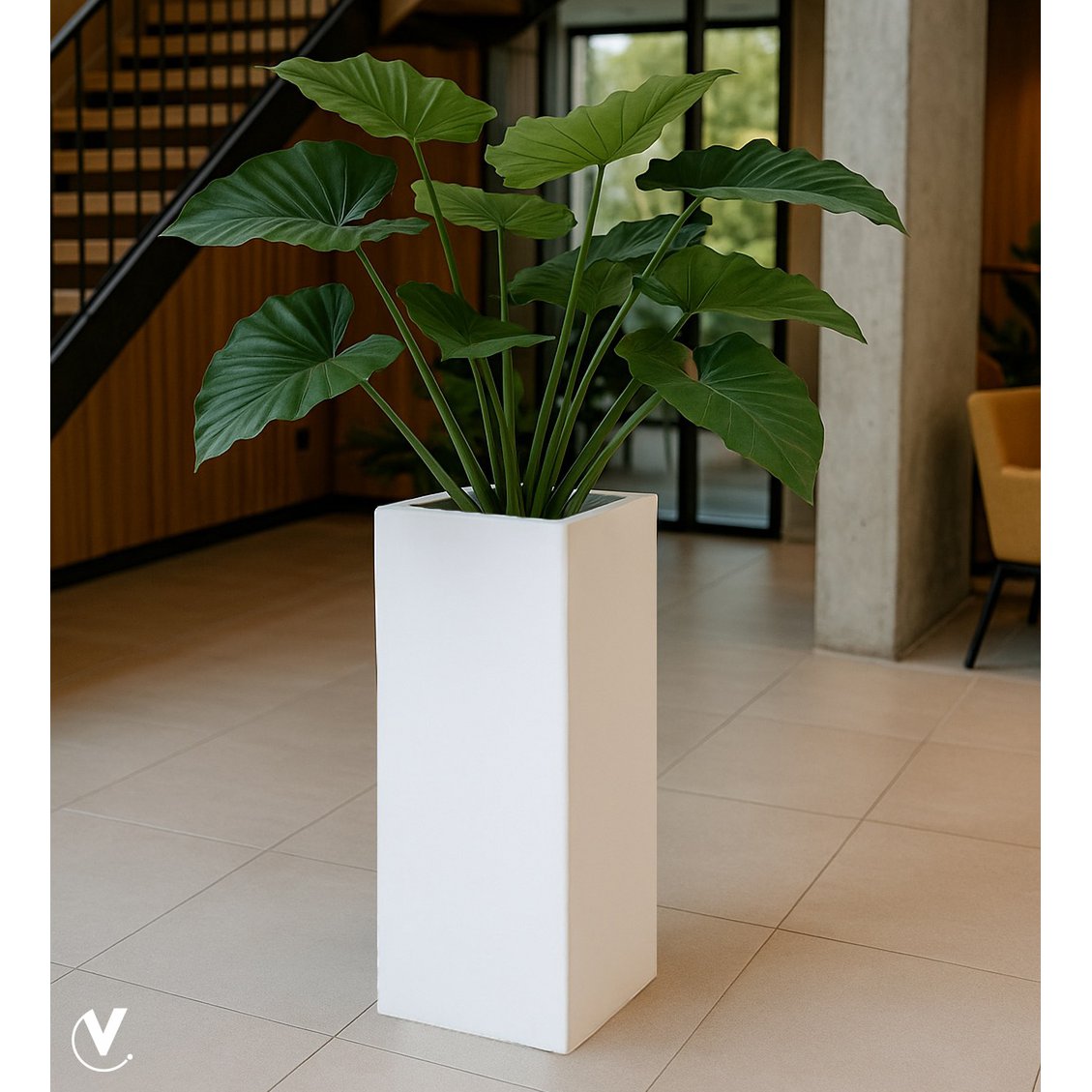 Zuil en Plantenbak Mont Blanc, Pearl Shiny White, Dubbelzijdig, Vase The World