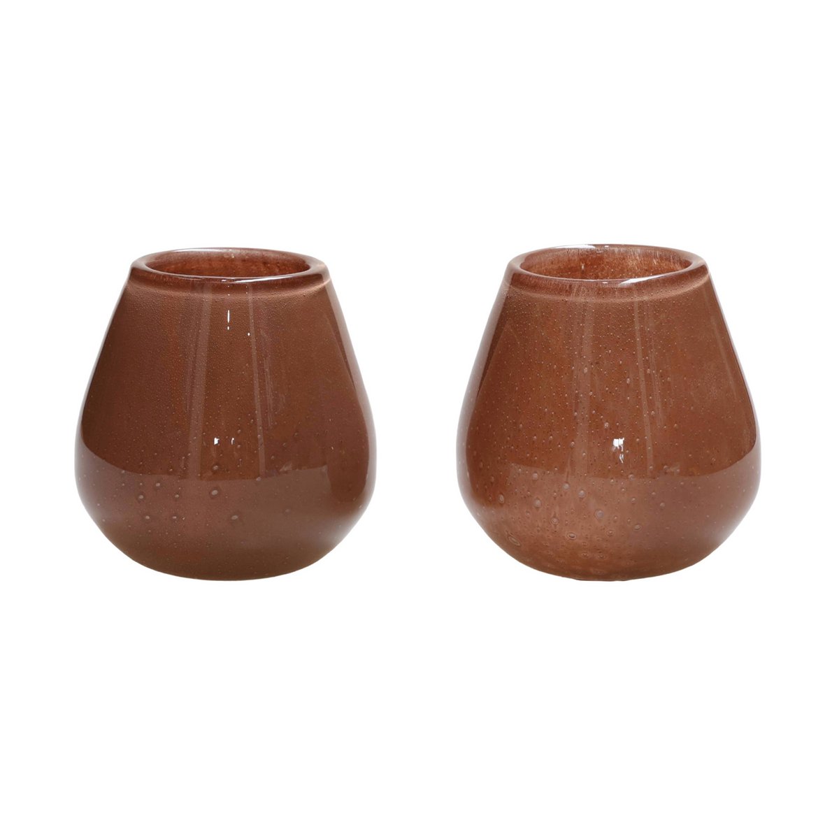 Vase The World waxinelichthouder Tasman Elite XS brown, glas, set van 2, Ø12,5 x 11,5 cm