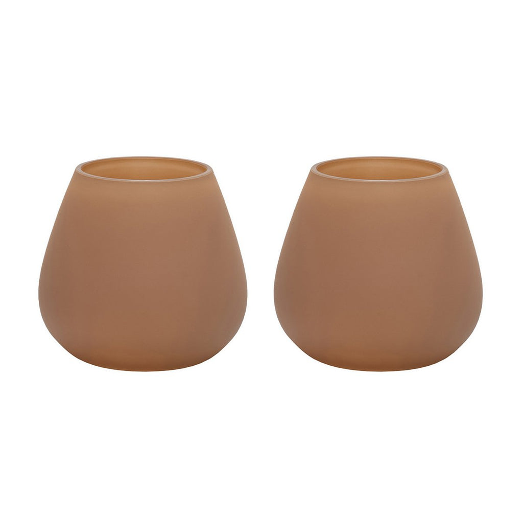 Vase The World waxinelichthouder Tasman XS matte sand, glas, set van 2, Ø12,5 x 11,5 cm