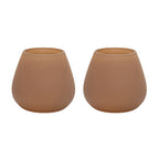 Vase The World waxinelichthouder Tasman XS matte sand, glas, set van 2, Ø12,5 x 11,5 cm