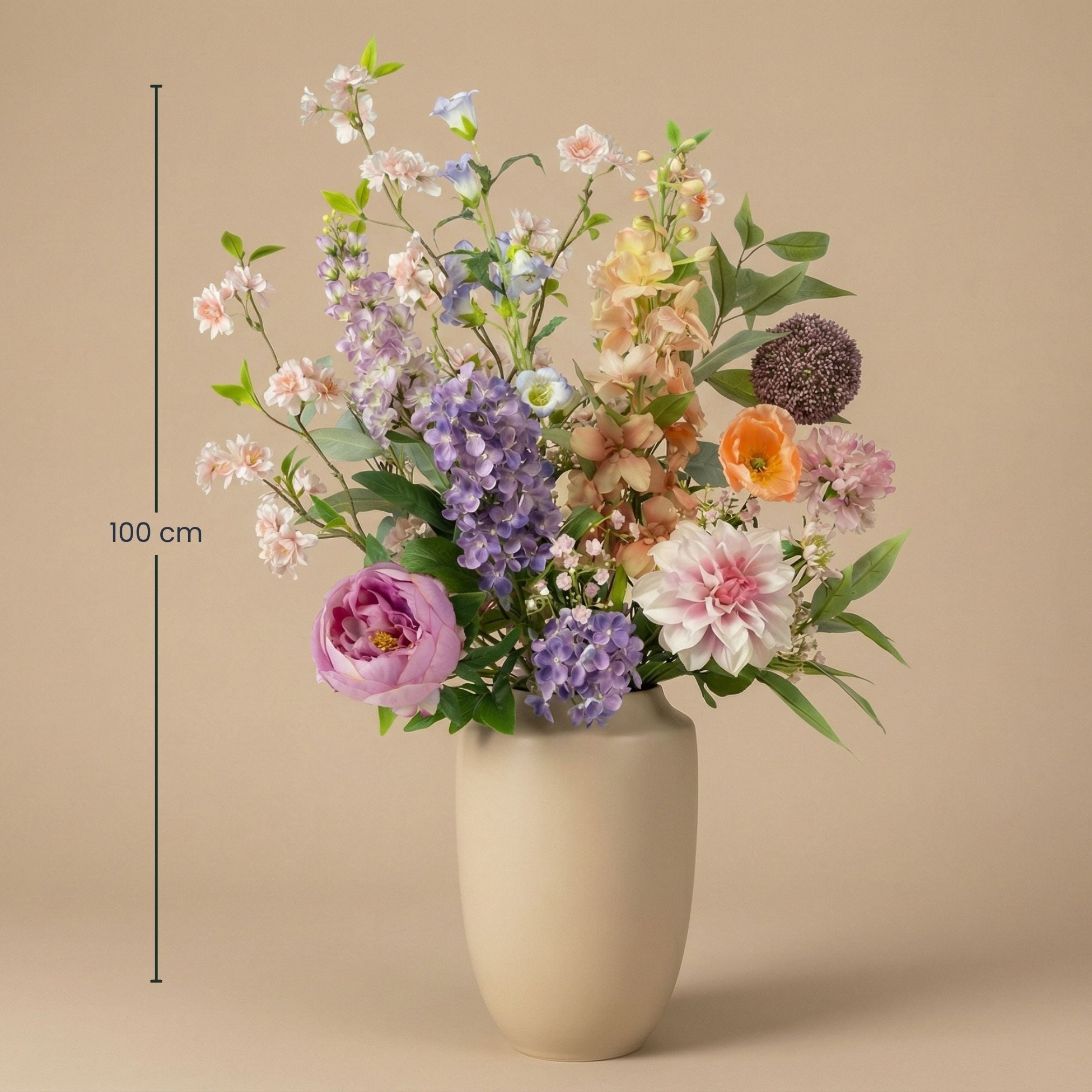 Artificial Flower Bouquet - Pastel Meadow Deluxe - Real Touch - 15 Stems - ↑ 100 Cm