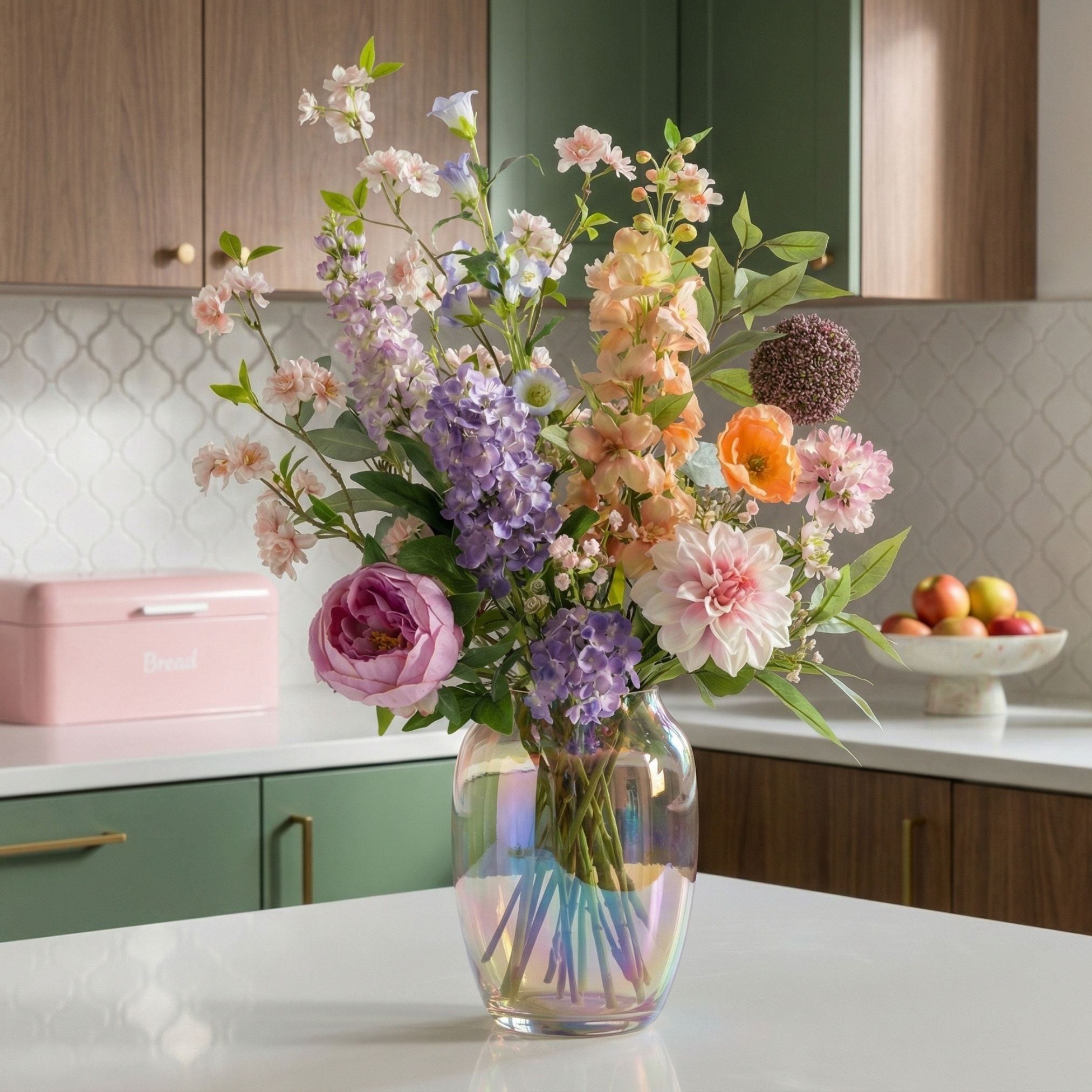 Artificial Flower Bouquet - Pastel Meadow Deluxe - Real Touch - 15 Stems - ↑ 100 Cm