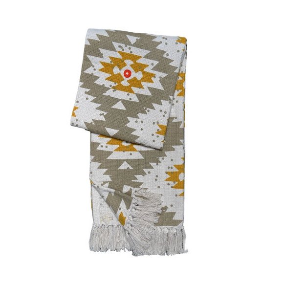 Ethvora plaid 130x170 cm, boho geometrisch patroon met franjes, Urbane Hide
